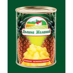 Долина бажань . Ананас Економ скибочками в сиропі 580 мл(5060235654671)