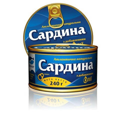 Аквамир. Сардина атлантическая натуральная с д/м 240г(4820062440301)