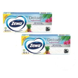Zewa. Носовые платки Deluxe Tropical Dreams трехслойные 10 шт х 10 пачек (9011111516145) - в ассорт