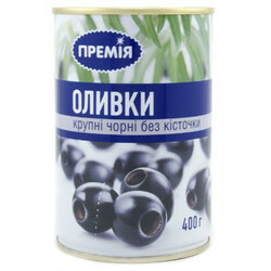 Премія. Маслины черные без косточек крупные 400г (8411995003914)