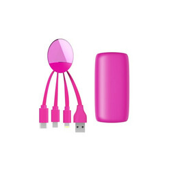 Xoopar. Внешн.порт.аккум.батареяXOOPAR - WEEKENDER (Li-Pol,5000мА*ч,роз,с каб.Тype-C,Lighting,microU