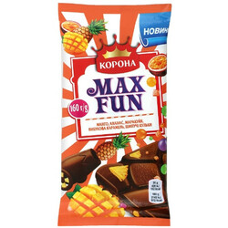 Корона. Шоколад манго ананас маракуйя карамель шарики MaxFun 160гр(7622210651822)