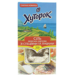 Хуторок.  Соль Хуторок морская пищевая с травами и специями 200 г(4820211661274)