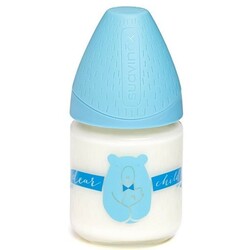 Suavinex. Пляшка Сенс життя стекло 120 мл 3-х позиційна соска Блакитна   (8426420038683)