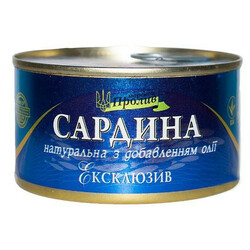 Клев@. Сардина Эксклюзив натуральная с добавлением масла №5 240 гр (4820185920094)