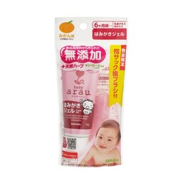 Arau.  "Arau Baby" Дитяча зубна паста гель c напальчником-щеткой 35 г(4973512257964)