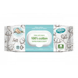 Smile. Вологі серветки 100% cotton 50 шт(4823071638714)