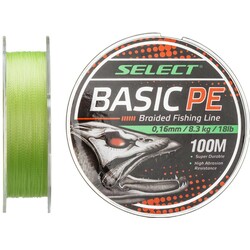Select. Шнур Basic PE 100m(салат.) 0.16mm 18LB-8.3kg(1870.27.52)