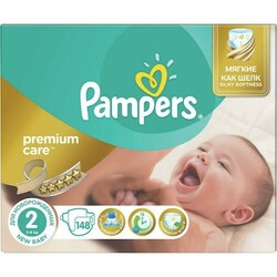 .Pampers. Подгузники Pampers Premium Care New Born Размер 2 (Для новорожденных) 4-8кг, 148 шт (40154