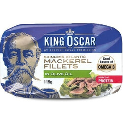 King Oscar. Скумбрия  атлантич филе в оливков масле 115 г(5901489219622)