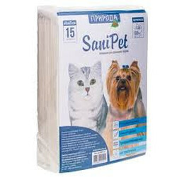 Природа. Пелюшки для собак SaniPet 60х60см 15шт(4823082401215)
