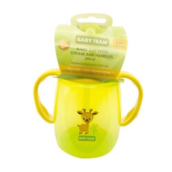 Baby Team. Поїльник з силіконовою трубочкою і ручками, 250мл, 10мес(5003)