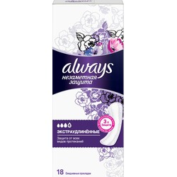 Always. Щоденні гігієнічні прокладення Непомітний Захист Екстраподовжені, 18 шт(8001841009513)