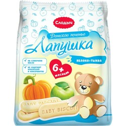 Слодыч. Детское растворимое печенье  Знайка "Лапушка" с яблоком и тыквой 180 г (4810064020038)
