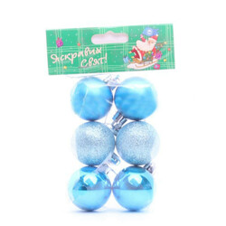 Набор елочных шаров пластик 4см, 6шт (0260004165031)