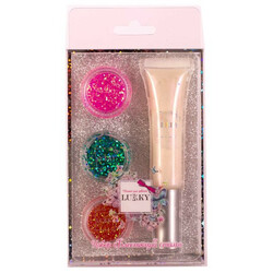 LUCKY.Голографічний блиск для губ + 3 баночки з блискітками(4630073231320)