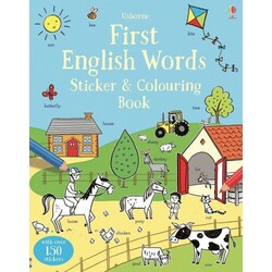 Usborne. Розвиваюче книга-розфарбовування з наклейками Мої перші слова на англійському(150 наклейок)  (9781