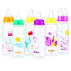 Nuby. Антиколиковая пляшка із стандартною шийкою, мультипотік, 240мл, 0мес+  (1486)