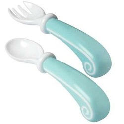 Badabulle. Набор ложка + вилка, блакитний(3661787004147)