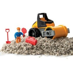 Kinetic Sand & Kinetic Rock.  Набор для детского творчества (серый гравий,141г, дорож.укладчик, фигу