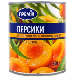 Премія. Персики половинками 820г(5201126001000)