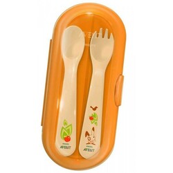 Avent.Набор столовых приборов с футляром + 12 мес