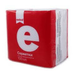 Extra!  Серветки їдальні  1-слойные білі 100шт-уп(4824034008995)
