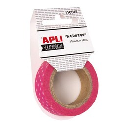 Apli Kids. Декоративний скотч: Рожеві точки, 15 мм х 10 м(8410782165422)