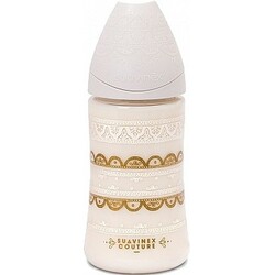 Suavinex. Бутылочка Couture круглая соска трехпозиционная Серая 270 мл (8426420045278)