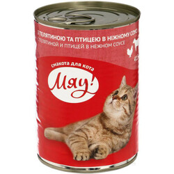 Мяу! Корм для кошек телятина-птица в нежном соусе 415г(4820083904974)