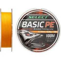 Select. Шнур Basic PE 100m(оранж.) 0.14mm 15LB-6.8kg(1870.27.55)
