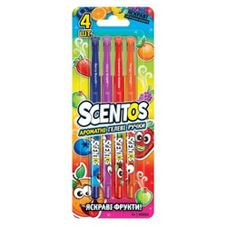 Scentos. Набор ароматных гелевых ручек - ЯРКИЕ ФРУКТЫ (4 цвета) (40454)