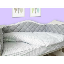 VIALL. Комплект в ліжечко 120*60 "Королівський" сірий з білим мереживом(8987)