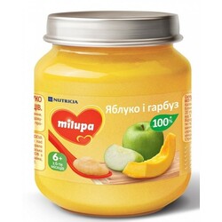Milupa. Пюре "Яблуко і гарбуз", 125г,  6мес(003218)