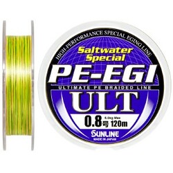 Sunline .  Шнур PE - EGI ULT 120m №0.8-0.148мм 6.0кг(1658.05.91)