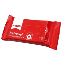 Серветки вологі Extra! Квіткові 15шт. уп   (4824034020096)