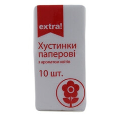Extra!. Хусточки паперові  З ароматом кольорів 10шт-уп   (4824034025589)