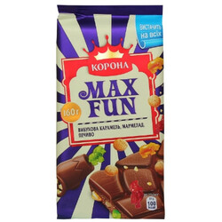Корона. Шоколад молочный MаксФан мармелад-печенье-карамель 160гр(7622210316424)