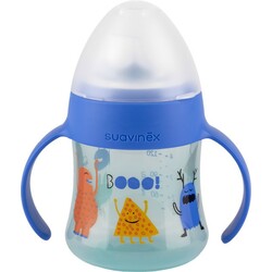 Suavinex. Чашка с мягким носиком Истории маленьких монстров 150 мл 4+ Синяя (8426420040259)