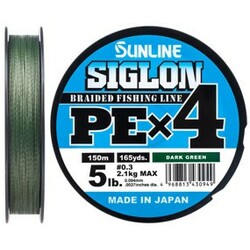 Sunline . Шнур Siglon PE х4 150m (темн-зел.) №0.3-0.094 mm 5lb-2.1 kg (1658.09.14)