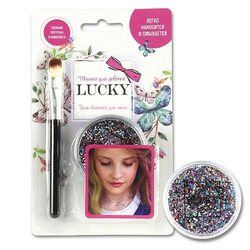 LUCKY. Гель-блестки для тіла і особи, з пензликом, мікс(8887856119276)