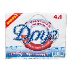 Друг. Мыло хозяйственное классическое универсальное 135г-уп (4820023362130)