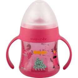 Suavinex. Чашка с мягким носиком Истории маленьких монстров 150 мл 4+ Розовая (8426420040266)