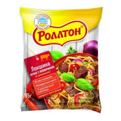 Роллтон.  Локшина Роллтон яєчна з яловичиною по-домашньому 85 г(4820179251777)