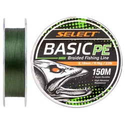 Select. Шнур Basic PE 150m (темн-зел.) 0.18mm 22lb-9.9kg(1870.18.25)
