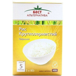 Бест Альтернатива. Рис Бест Альтернатива круглозернистый  5*80г-уп(4820009102569)