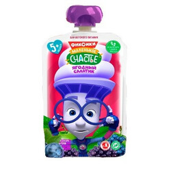 Маленькое счастье. Пюре Фиксики "Ягодный салатик" 5 мес+ (МЯГКАЯ ПАЧКА) 90 г (003377)