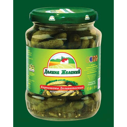 Долина бажань. Корнішони мариновані хрусткі 720 гр(4820086920568)