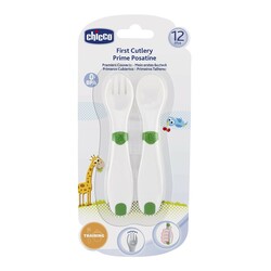 Chicco. Набор: ложка, вилка анатомические (12м+)(06830.00)