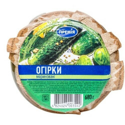 Премія. Огірки мариновані пастеризовані 680 гр(4824024003542)
